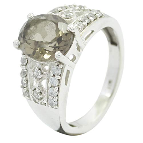 Bague argent 925 ne noircit pas pierre brune naturelle RIYO