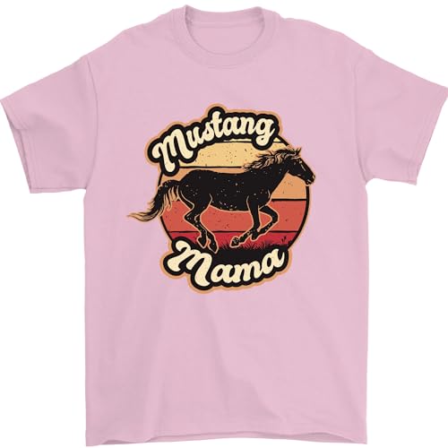 Mustang Mama Equestrian Horse - Maglietta da uomo per festa della mamma, 100% cotone, rosa chiaro, M