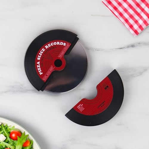 Gift Republic Vinyl Pizza Cutter - Retro Record-Inspired Wheel Blade in Presentation Box - Fun Pizza Slicer for Music & Vinyl Fans – Housewarming Gift Idea, Black - Image 5