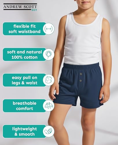 Andrew Scott Boys Boxer Shorts | Big Kids/Little Kids 100% Cotton Tagless Underwear | Multi Packs & Colors3