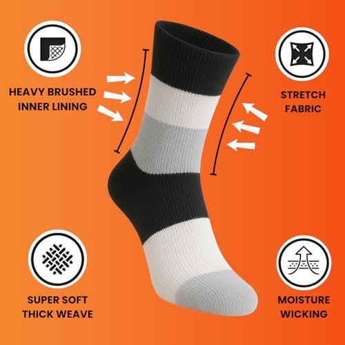 Image of Heat Logic Women's Thermal Socks, Hiking Warm Winter Thick Thermal Crew, Cozy, Cabin & Boot Socks, With & Without Grippers