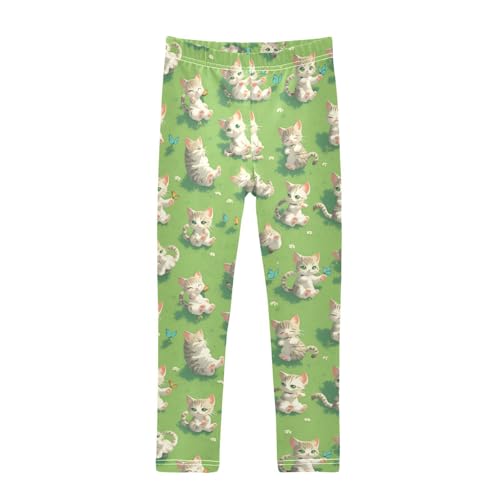 Cute Small Cats Girls' Leggings Toddler Doodles Butterflies Kids Yoga Pants Dance Active Tights 4T