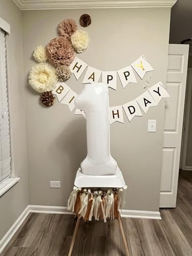 Image of 1 Balloon Numbers Birthday Decorations, 40In White Balloons for Men Women | Eye-catching Appearance, Perfect Decorative Centerpieces, Convenient Self-sealing Structure, Widely for Various Occasions