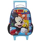 Mochila de Rodinhas Escolar 14 Mickey Azul Claro