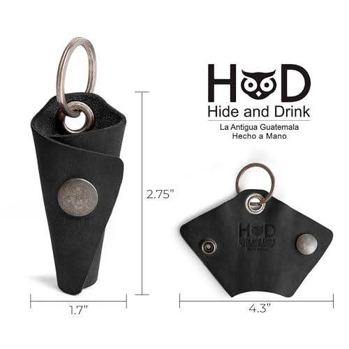 Image of Hide & Drink Full Grain Leather Wrap Keychain, Organizer Snap Closure, Key Ring Cover, Silencer Sleeve Key Holder for Men