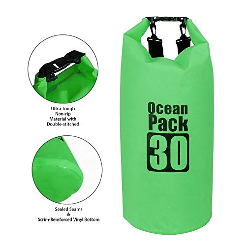 Bear Outdoor Dry Sack/Waterproof Bag For Boating, Kayaking, Hiking, Snowboarding, Camping, Rafting, Fishing And Backpacking (Green, 30L) #TOP3