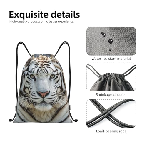 Drawstring Backpack Gym Drawstring Bag White Tiger Sackpack String Bag for Sports Travel4