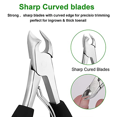 Podiatrist Toenail Clippers,Yinyin Professional Thick & Ingrown Toe Nail Clippers For Men & Seniors, Pedicure Clippers Toenail Cutters, Super Sharp Curved Blade Grooming Tool (Black) #TOP1