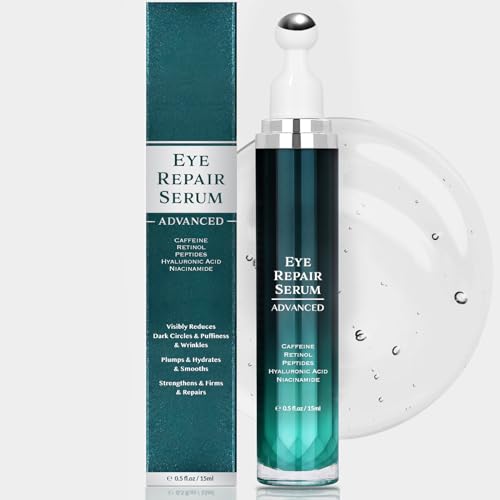 Daily Under Eye Cream for Dark Circles & Puffiness, Lightweight Anti-Aging Eye Serum with Caffeine, Peptides & Hyaluronic Acid for All Skin Types, 15ml.