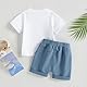 Geagodelia Baby Jungen Kleidung Outfit Babykleidung Set Mama’s Boy T-Shirt Top + Shorts Neugeborene Kleinkinder Weiche Babyset Sommer Zweiteiler (A - Weiß & Blau, 6-12 Monate)