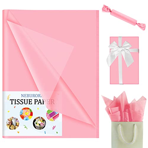 Image of NEBURORA 60 Sheets Pink Tissue Paper Set Valentines Gift Wrap Paper(Pink) | 14 X 20 Inch, Hot Pink Wrapping Paper for Gift Packaging Filler, DIY Art Crafts, Birthday, Wedding, Baby Shower Party Decor