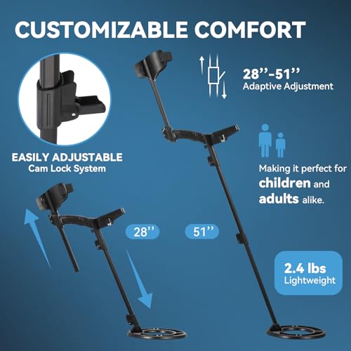 BAOSHISHAN Metal Detectors for Adults 10\'\' Waterproof Coil Professional Higher Accuracy for Beginners 5 Professional Modes with Upgraded DSP Chip, Large Backlit LCD, 28\'\'-51\'\' Adjustment - Thumbnail 4