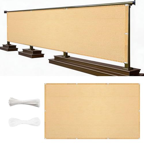 Pantalla para Balcón 490 x 1250 cm Densidad HDPE Transpirable Fácil Instalación contra El Polvo Protección de Privacidad Red de Protección para Balcón Exterior de Jardín, Color Crema