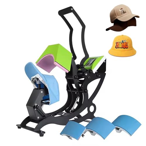 Máquina de prensa de calor – Prensa manual para sombreros con pantalla LCD, placa de calefacción curvada, control de temperatura y temporizador para impresión por sublimación en gorras, sombreros y