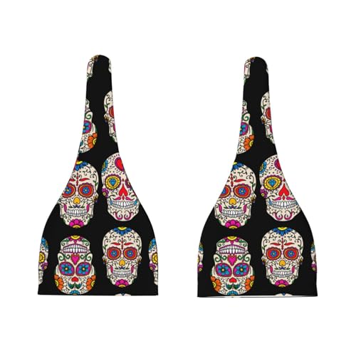 Sugar Skulls Baby Hats 0-6 Months Adjustable Top Knot Stretchy Soft Newborn Hats Baby Boy Girl Beanie Black3