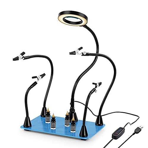 Helping Hands Soldering Toolour Helping Hand for Soldering with 3X Magnifier Lamp, Magnetic Helping Arms, PCB Circuit Board Holders & Heavy-Duty Metal Base, for Electronic Repair Hobby Craft DIY