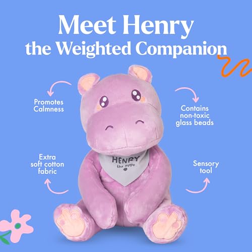 Image of Lilly's Love Weighted Stuffed Animal, 5lb | Sensory Weighted Plush for Kids and Adults | Machine Washable Plushies w /Removable Inner | Calming Weighted Stuffed Animals for Anxiety, Henry The Hippo