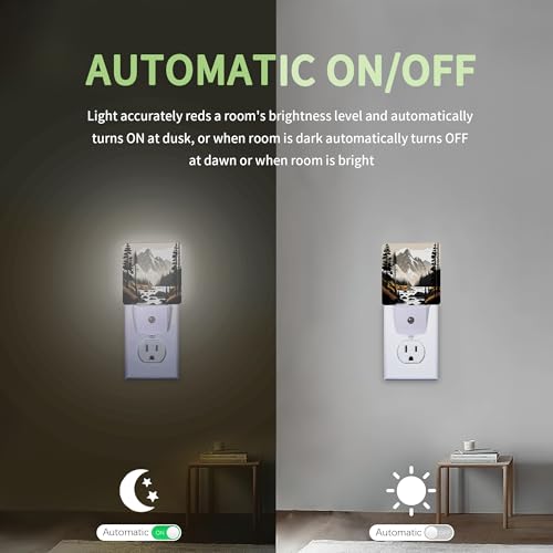 Image of Nordic Mountain River Night Light, Mountain Park Night Light Plug into Wall with Dusk to Dawn Sensor, LED Lamp Energy Saving Lights for Men Women Boys Girls,Lamp for Bedroom Bathroom Hallway