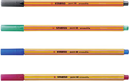 Image of STABILO Fineliner point 88 - Wallet 4 x Erasables + 2 x ink Erasers + 4 Overwriters
