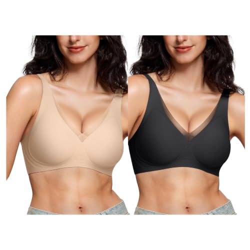 Image of LetsJoli Jelly Bras for Women Lace Deep V Wireless No Underwire Comfortable