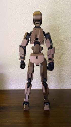 Image of VAALI Dummy 13 Action Figure Fully Assembled T13 Articulated Robot Toy with 12 Accessories (Swords Guns Extra Hands) 3D Printed Poseable Desktop Figure for Stop Motion Artists Gamers 5.4 inch (Brown)