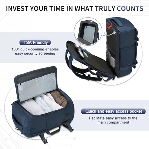 Image of 40L Travel Backpack for 17.3 Inch Laptop TSA Friendly USB-A Blue