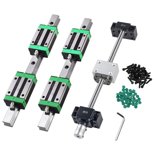 ANWOKIT 2Pcs HGR15-400MM Linear Rails kit with 4 Bearing Block,1Pcs SFU1204-400MM Ball Screw with Metal Deflector Ball S