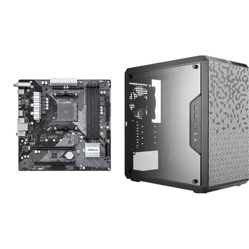 Image of ASRock B450M /AC R2.0 AM4 AMD Promontory B450 SATA 6Gb /s Micro ATX AMD Motherboard & Cooler Master MasterBox Q300L Micro-ATX Tower with Magnetic Design Dust Filter, Transparent Acrylic Side Panel