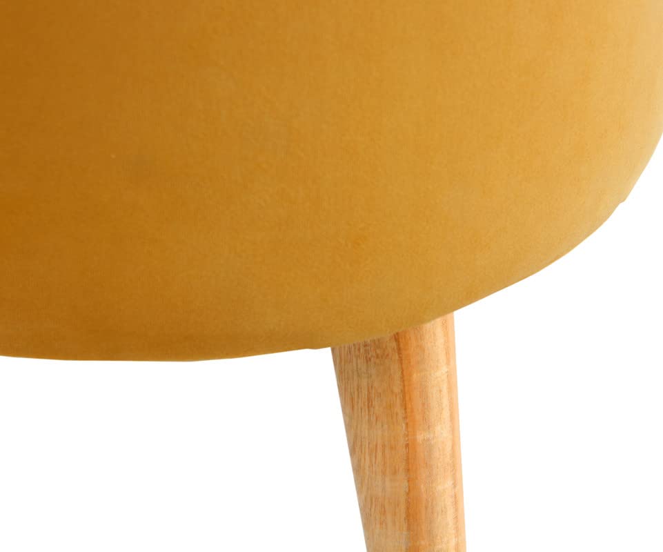 Image of Ottoman Stool for Living Room Foot Rest | Velvet Small Ottoman Foot Stool | Solid Wood Legs | Footstool Puffy for Home, Bedroom & Makeup Table | 16x16x18 Inch, Set of 2 (line Beige)