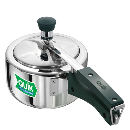Image of Hawkins Quik 1.5 Litre Stainless Steel Pressure Cooker | Straight Body | Induction & Gas Compatible | Ideal for 1-2 persons | ISI Certified | Guaranteed for 5 year | Silver (QSP15)