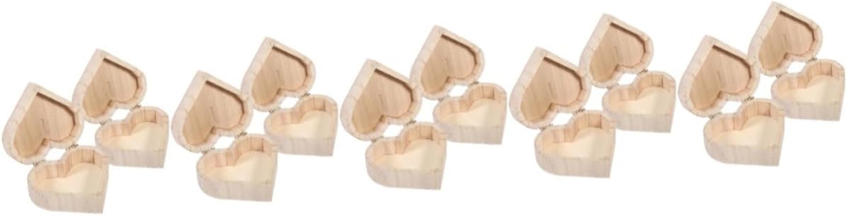 10pcs Wooden Heart Shape Jewelry Storage Box Creative Protective Cases for Jewelry Wooden Display Containers for Earrings and Necklaces for Giving and Home Decor