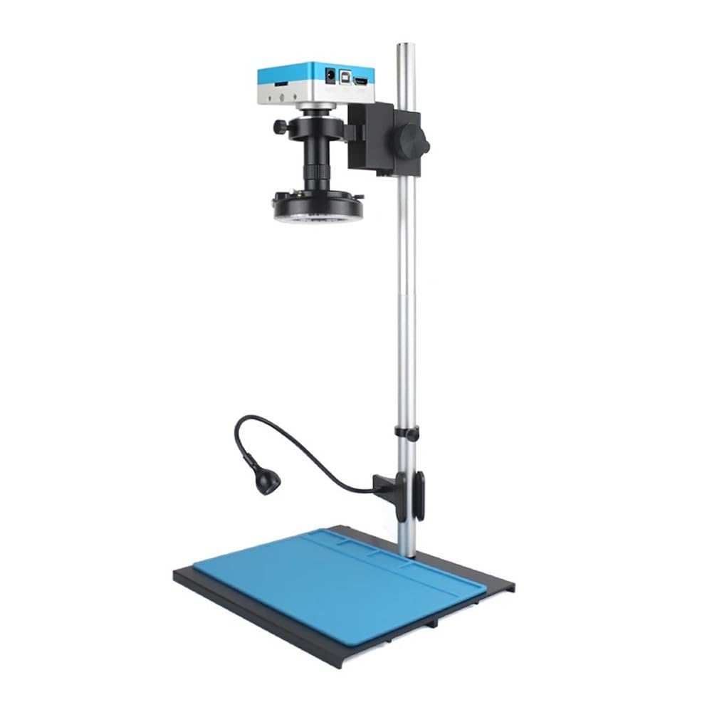 Microscope 48MP 4K USB HDMI Digital Video Monocular Microscope Camera Continus Zoom 130X 180X C-Mount Lens for Soldering Phone Repair Tools(B 130X Extend Set)