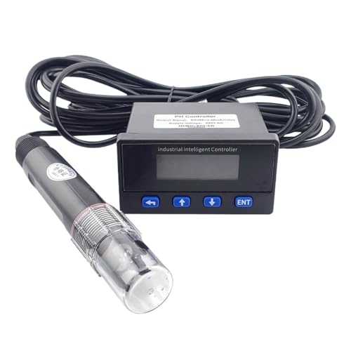 PH Meter Water Quality Detector Display PH Industrial Transmitter Analyzer Electrode Probe pH Value Sensor AC220V Power Supply(5M 4-20mA Upgraded)