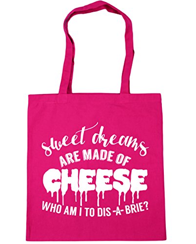 Hippowarehouse Sweet dreams are made of cheese who am I to dis-a-brie? Tote Shopping Gym Beach Bag 42cm x38cm, 10 litres