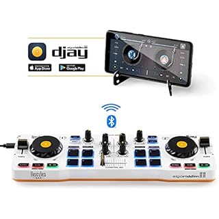 Hercules DJControl Mix – Bluetooth Wireless DJ Controller for Smartphones (iOS and Android) – dJay app – 2 Decks, White