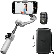 AOCHUAN Smartphone Gimbal Stabilizer for iPhone & Android, 3-Axis Phone Gimbal with Bluetooth Remote Control, Built-in 7.8 Extendable Rod, EVA Protective Storage Bag w/Hand Strap, V8 KIT WH& B30