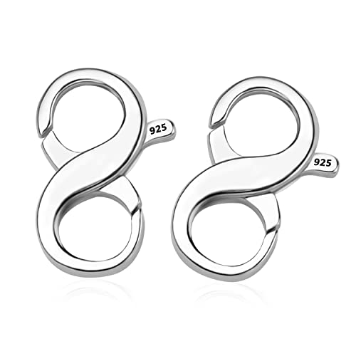 silver clasps for jewelry making - KINBOM 2pcs Double Opening Lobster Clasps, 925 Sterling Silver Lobster Clasp Jewelry Making Clasps Necklace Connectors for DIY Jewelry Making and Repairing (0.62inch)