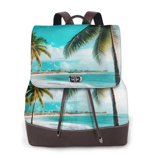 Sac à dos en cuir imprimé palmiers de plage pour alléger vos voyages