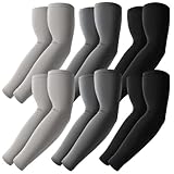 BHYTAKI 6 Pairs Arm Sleeves, Compression Arm Sleeves for Men Women,UPF50 UV Sun Protection Cooling Sleeves for Work Sport Tattoo Cover Up