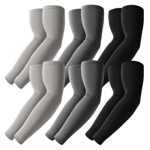 BHYTAKI 6 Pairs Arm Sleeves, Compression Arm Sleeves for Men Women,UPF50 UV Sun Protection Cooling Sleeves for Work Sport Tattoo Cover Up