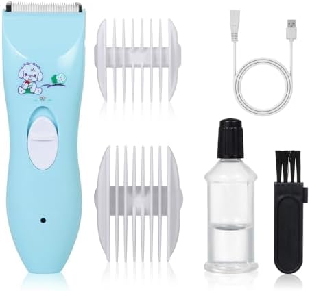 Q DEVICES Electric Hair Trimmer for Children – Ultra Quiet Low Noise Kids Hair Clippers – Waterproof & USB Rechargeable Cordless Baby Haircut Kit with 4 Length Combs – Blue