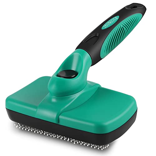 Dog & Cat Brush for Shedding and Grooming-Self-Cleaning Slicker Brush-Upgraded PAIN-FREE Bristles Gently Removes Loose U
