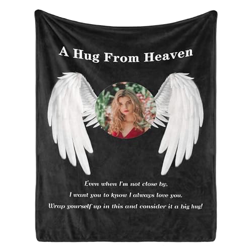 PUREFLY Personalized Memorial Blanket with Photos in Loving Memory for Loved Ones Lost, Custom Gift Loss of Dad Mom Son Daughter, Bereavement Sympathy (Style 1)
