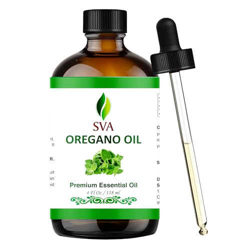 SVA Oregano Essential Oil – 4 Fl Oz – 100% Natural Oregano Oil - for Diffuser, Hair Care, Face, Skin Care, Aromatherapy, Scalp and Body Massage, Soap and Candle Making – with Dropper