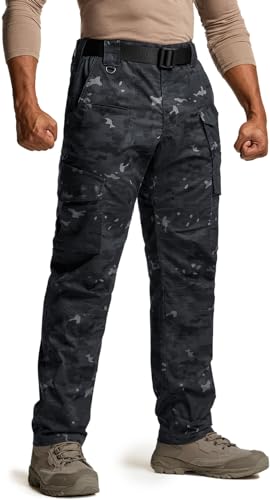 Image of CQR Men's Flex Ripstop Tactical Pants, Water Resistant Stretch Cargo Pants, Lightweight EDC Hiking Work Pants