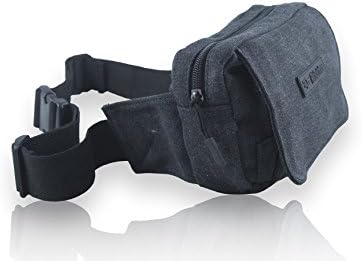 AirOutdoor Fanny Pack, 4 Secure Zippered Pockets, Adjustable Waist, Charcoal Gray Canvas Bag