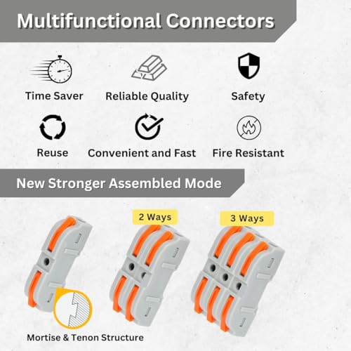 Image of 17pcs Wire Connector Blocks | Universal Electrical Connection Terminals | Quick Push-in Cable Splice Connectors | SPL-1 Clamp with Lever | 0.2-4mm Wire Jointer, Reusable & Safe