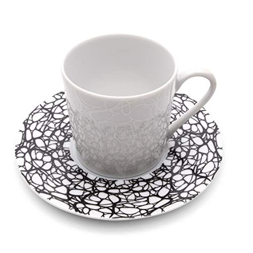 Conjunto de 6 Xícaras de Café com Pires de Porcelana Rojemac Preto