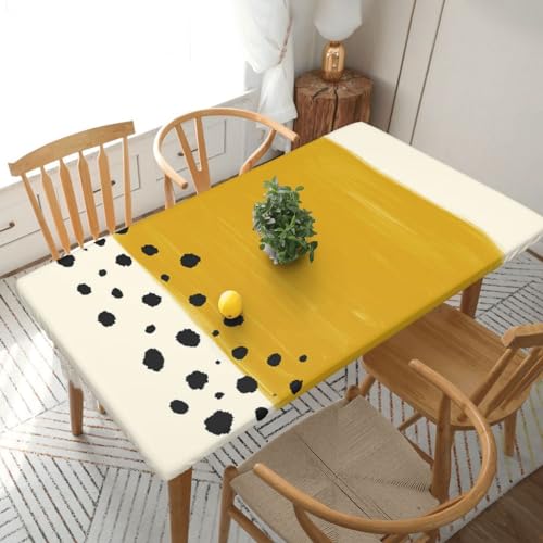 Nappe rectangulaire jaune moutarde élastique pour table camping 1,5m - 2