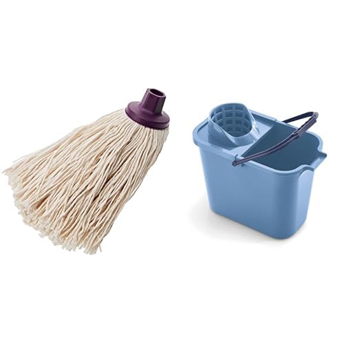 Mery | Set serpillière Coton L’Originale + Seau rectangulaire avec essoreur | Nettoyage de la Maison | Blanc